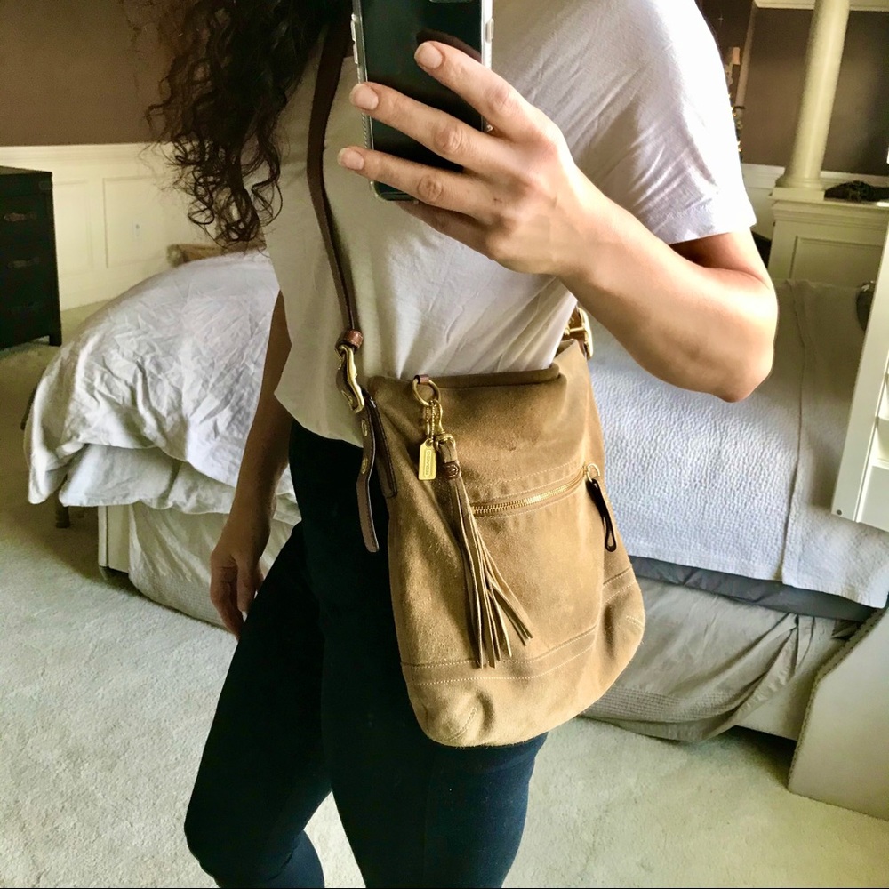 Tan Suede Coach Swingpack Convertible